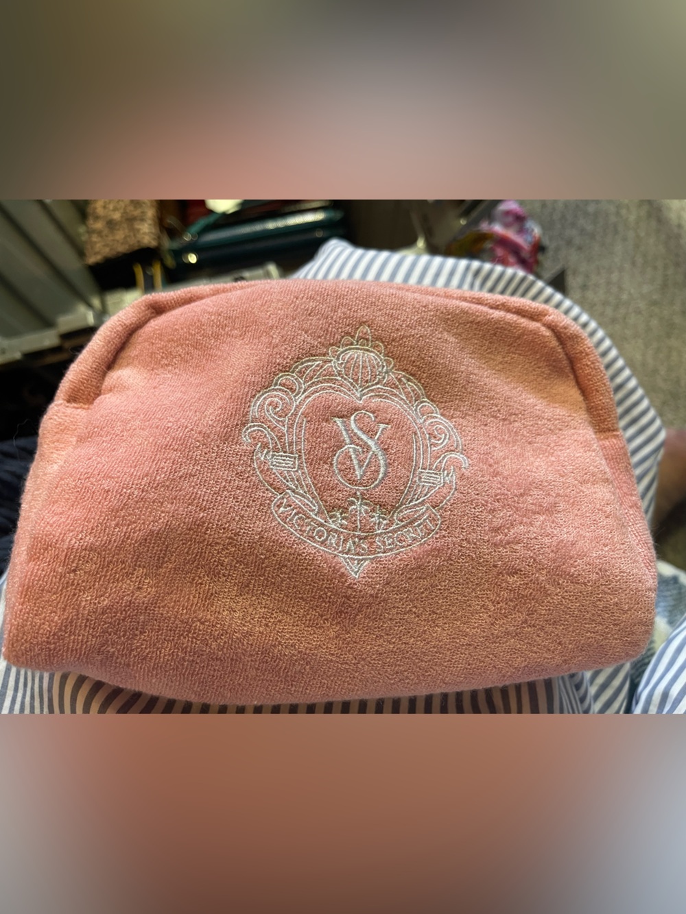 Embroidered Coral Pink Cosmetic Pouch - Victoria Secret